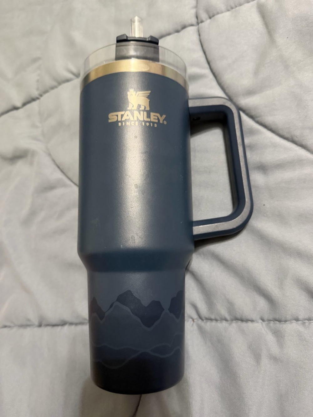 Stanley Navy Travel Tumbler with Gold Trim